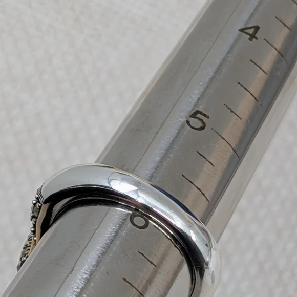 Vintage Sterling Silver 925 CZ Crystal Marcasite Stone Signet Ring Size 5.75 - Picture 10 of 16